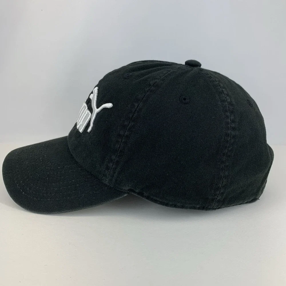 PUMA Black White Hat Adjustable Strap OSFA Unstructured Baseball Cap